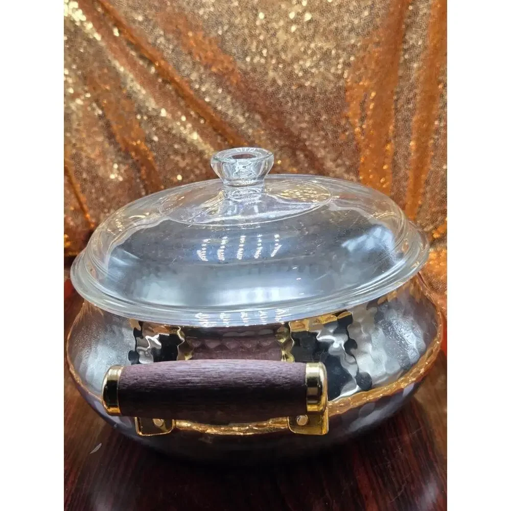 Vintage Macoto Stainless Steel Casserole Dish with Glass Lid